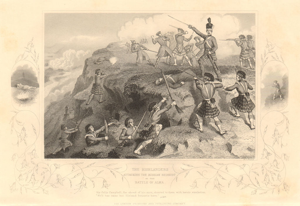 CRIMEAN WAR. The Highlanders attacking the Russian Redoubt. Battle of Alma 1860